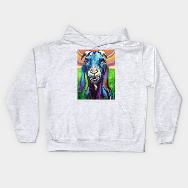 Lucian the Black FARM GOAT by Robert Phelps Kids Hoodie by RobertPhelpsArt